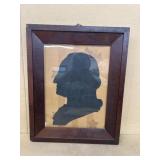 George Washington, silhouette and antique frame