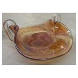 Carnival glass, candy dish, double handle
