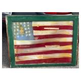 Patriotic folk Art window, green frame