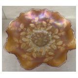 Carnival glass ruffled bowl