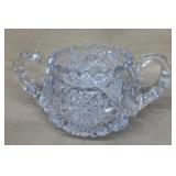 Lead crystal cut, glass cream and sugar dish