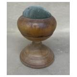 Pin cushion, Turned wood base