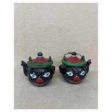 Clown, Japan, antique salt, and pepper shakers