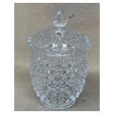Hobnail lidded jar Fenton ? Early.
