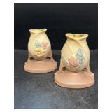 Hull pottery, magnolia pattern candle holders