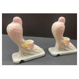 (2) Hull Open Rose Bird candleholders