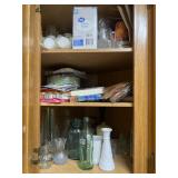 Paper plates, glassware, miscellaneous contents