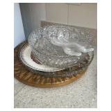 Salad bowl and glass tray