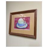 Watercolor of tea cups, and saucer, by NJL