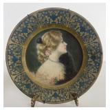 1915 portrait, metal plate hand painted