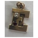 14k gold E pendant-cash at pickup or if needs ship
