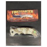 Frost cutlery, fire starter snapshot pocket knife
