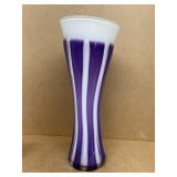 Purple white glass vase sign d mosey
