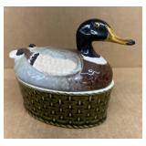Porcelain Mallard Duck Covered Dish