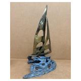 Brass sailboat sculpture