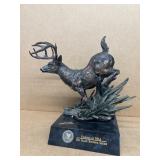 Big game signed deer bronze statue antler is broke