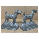 Cast aluminum dog book ends