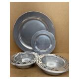 Pewter platters and bowls