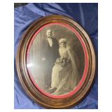 Early oval photo of bride and groom