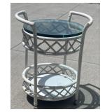 Glass top wicker table