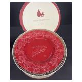Holiday dessert plates set up for