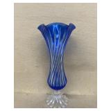 Blue swirl vase