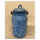 Cream pail blue white porcelain