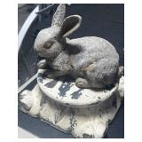 Resin rabbit, yard ornament and pedestal