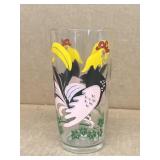 Hand painted a rooster glass