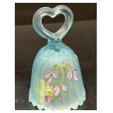 Fenton ocean blue glass bell hand-painted