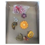 Costume, jewelry, brooches, and necklace