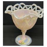 Fenton pink lattice rimmed basket