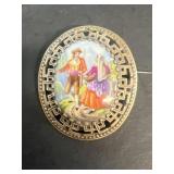 Antique porcelain broach