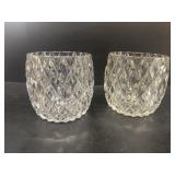 (2) diamond pattern crystals vases