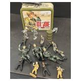 G.I. Joe TIN box and military action figures