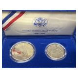United States 1986 silver dollar and half dollar