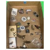 Harley-Davidson motorcycle pins, etc.