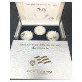 20th anniversary silver American Eagle coin set