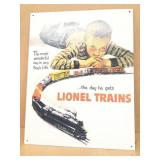 Lionel train metal sign