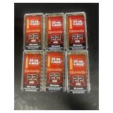 (6) boxes of Hornaday 30 grain 22 mag ammunition