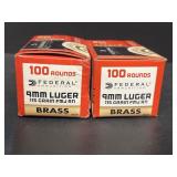 Federal 9 mm Luger ammo- 2 boxes 100 per box-NO SH