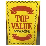 Top value stamp metal sign 36" x 23"