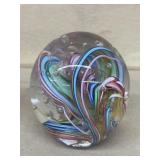 Colorful paperweight signed on bottom