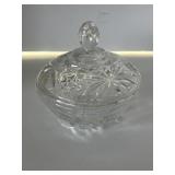 Clear, glass candy dish