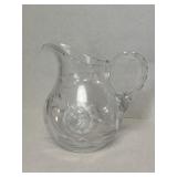 Etched glass pitcher