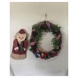 Wreath and Santa Claus