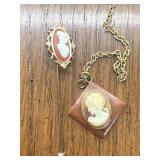 Cameo necklace and stick pen