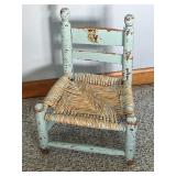 Blue painted wicker bottom child