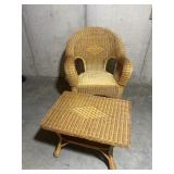 Wicker chair and coffee table