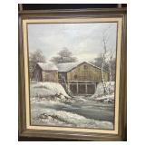 Painting on canvas of sawmill